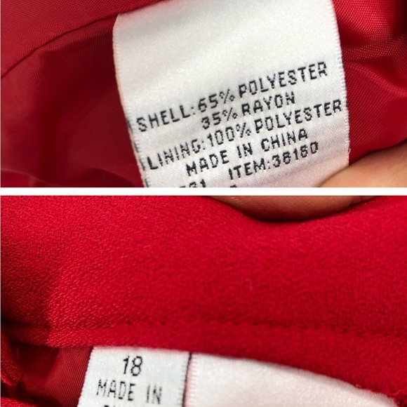 Executive Collection Red Bow Two Piece Dress Suit Jacket and Skirt - Picture 4 of 7